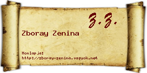 Zboray Zenina névjegykártya